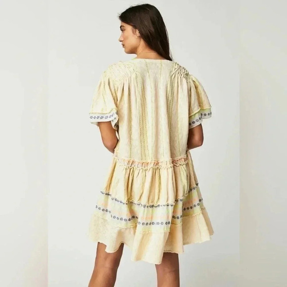 New Free People Bella Tunic Dress Embroidered Babydoll Boho Ivory - Picture 16 of 17